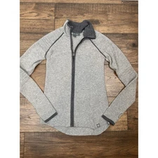 Title Nine Full Zip Wool Blend Gray Sweater Women’s Sz S Thumbholes Pocket Golf