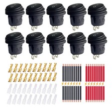 On Off Waterproof Round Rocker Switches, 2 Pin 12V DC  250V/125V AC 20MM Roun...