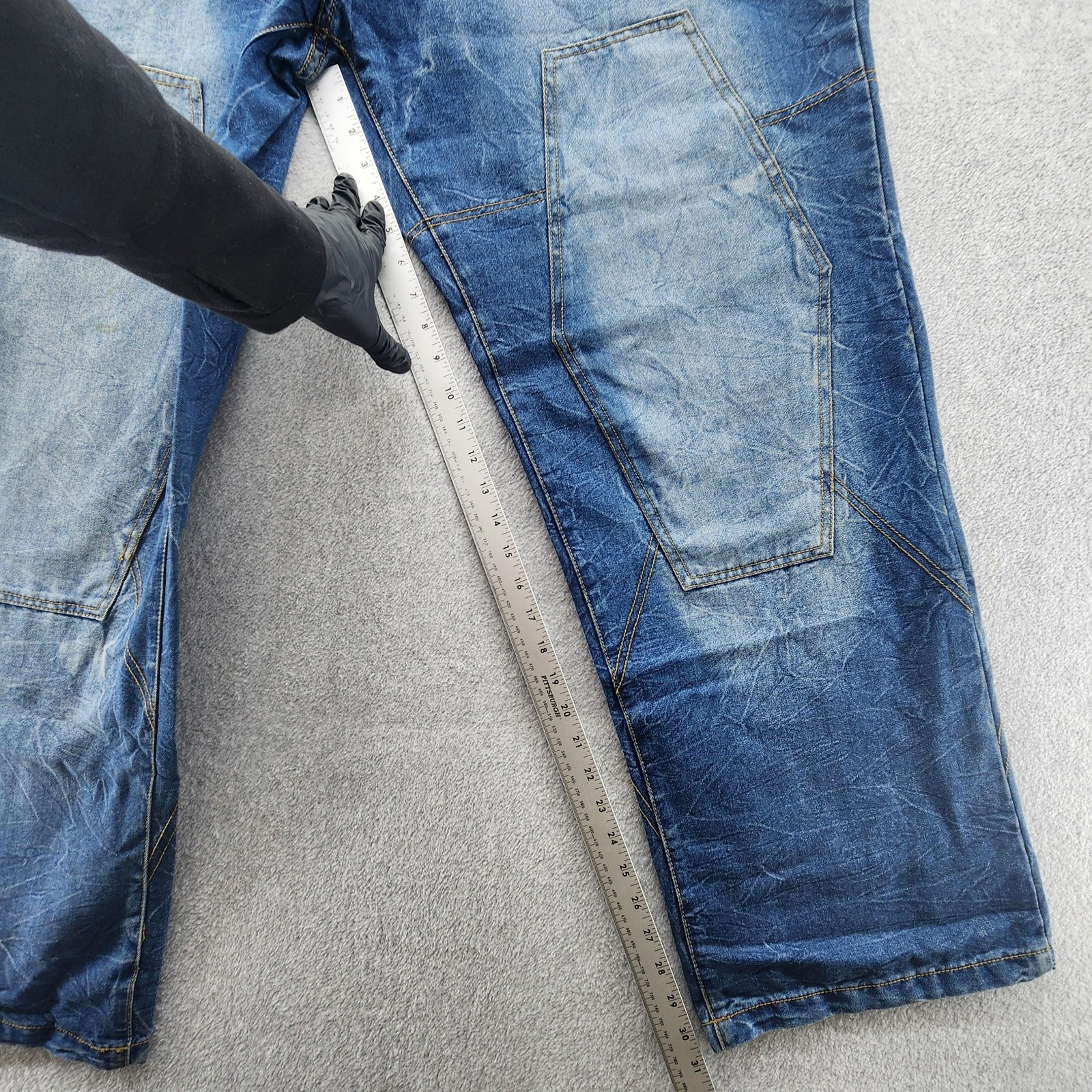 Niche United Jeans Mens 40 Distressed Denim Workwear Patch Straight Leg Pants