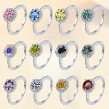 0.5/1/2CT Colorful Moissanite Women Engagement Ring Band S925 Sterling Silver