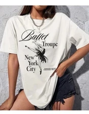 Zoe + Liv NYC Ballet Troupe T Short In Ivory Womens Size Small New