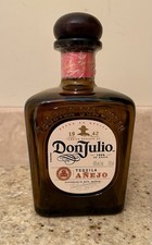 Don Julio 1942 375 ML Botella Vacía Ámbar Tequila Anejo Tapón Madera Perfecto