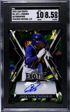 Jackson Chourio 2023 Leaf Exotic Autograph Peacock Crystal 1/3 SGC 8.5 / 10 Auto