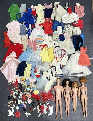 Vintage 60s Barbie Ken Skipper Midge Dolls Clothing Shoes Accessories Lot