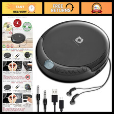 Portable CD Player with 60s Anti-Skip, Stereo Earbuds, Aux USB Power Cable - H