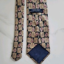 Nordstrom Brown Plaid Mens Tie Luxury 4" 100 Silk Made in Italy
