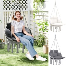 Hanging Hammock Chair, Cotton Rope Boho Swing Chair with Cushion