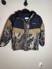 Columbia Boys Jacket Medium 10/12 Camo Hooded Insulated Coat Zip