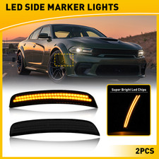 Front Lhrh Amber Led Side Marker Turn Signal Lights For 2015-2022 Dodge Charger