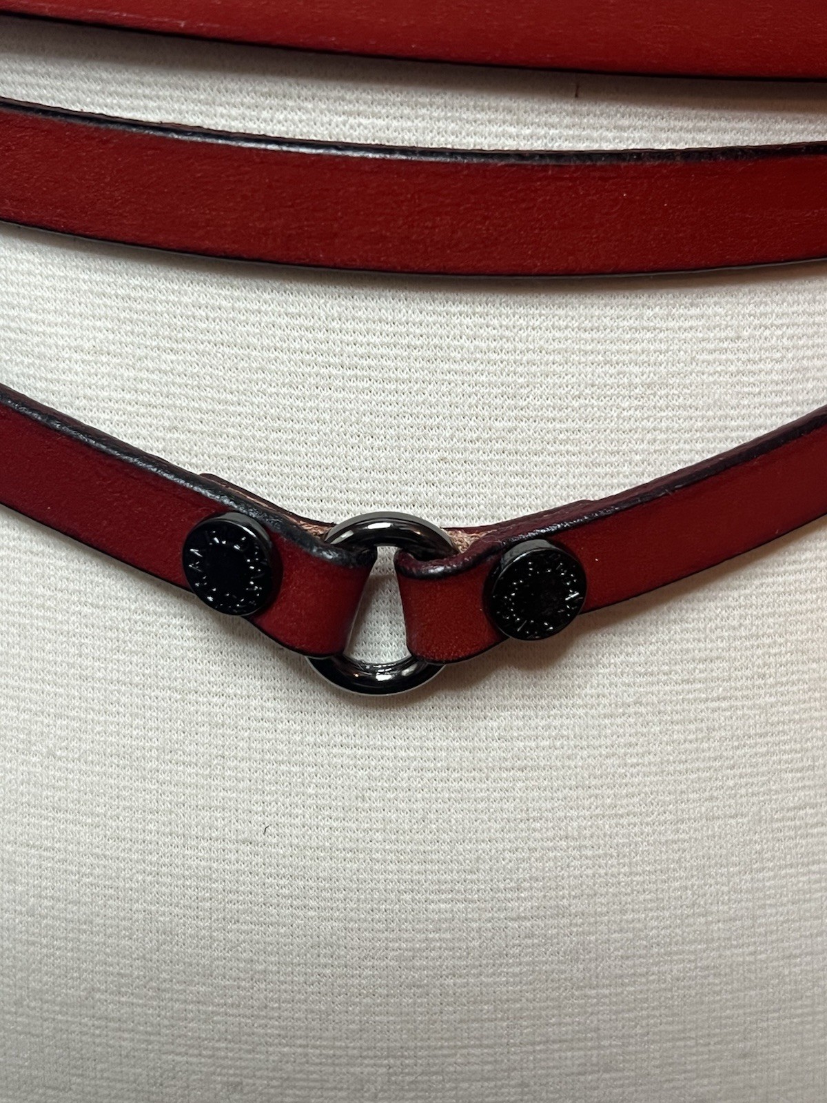 Rare Vintage Women's Red Leather Triple Wrap Belt One Size Small Medium Large image 2