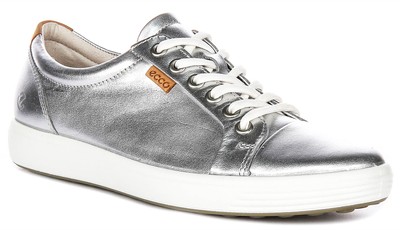 Ecco Soft On Train Contrast Long Lace Up Womens Trainer In Silver UK  UK