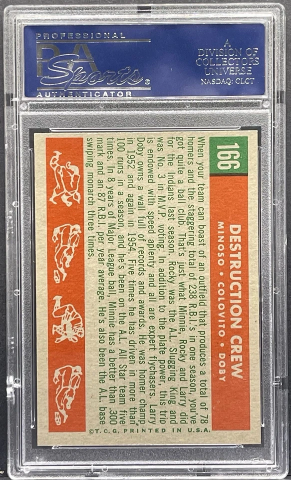 1959 Topps Destruction Crew Minnie Minoso Rocky Colovito Larry Doby #166 PSA 8 - Image 2 of 2