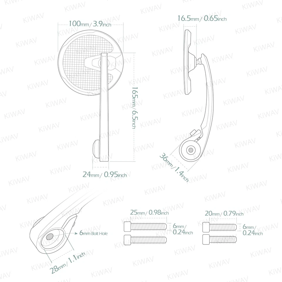 Barra de fibra de carbono real espejos retrovisores redondos mate negro para Triumph 17- Street Cup Foto 2 de 4
