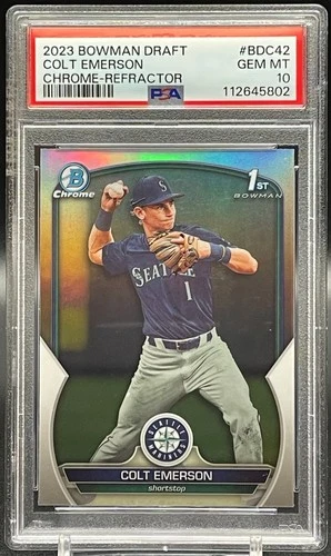 Colt Emerson 1st 2023 Bowman Draft Chrome Refractor PSA 10 Rookie Prospect