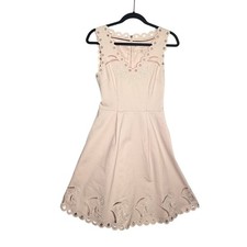 Ted Baker London Emalise Pink Floral Embroidered Scalloped Dress Womens Sz 1 XS