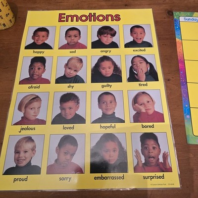 Vintage 90s Y2K Carson Dellosa Emotions Chart Double Sided 