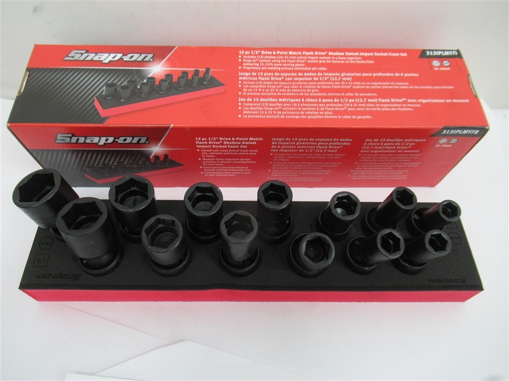 Snap-on 313IPLMYFR, 10-22/24 Shallow Swivel Impact Socket Set,1/2 