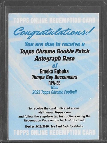 2025 Topps Chrome Emeka Egbuka Rookie Patch Autographs (RAW)
