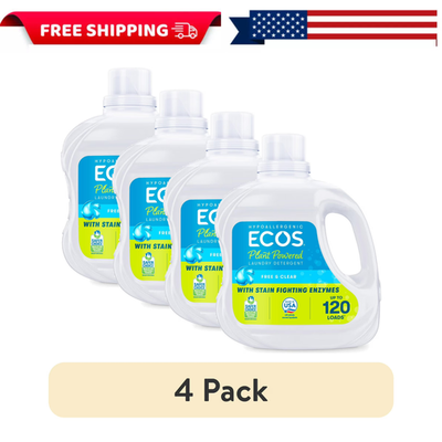 #ad 4 Pack ECOS Hypoallergenic Liquid Laundry Detergent Free Clear 110oz 120 Loads $53.69