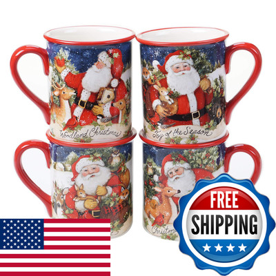 Certified International Magic Of Christmas 16Oz Ceramic Mugs Set Of 4 Festive