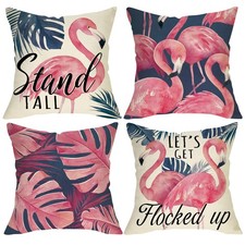 Flamingo Tropical Decorative Throw Pillow Covers 20 x 20 Set of 4, Hawaii Mon...