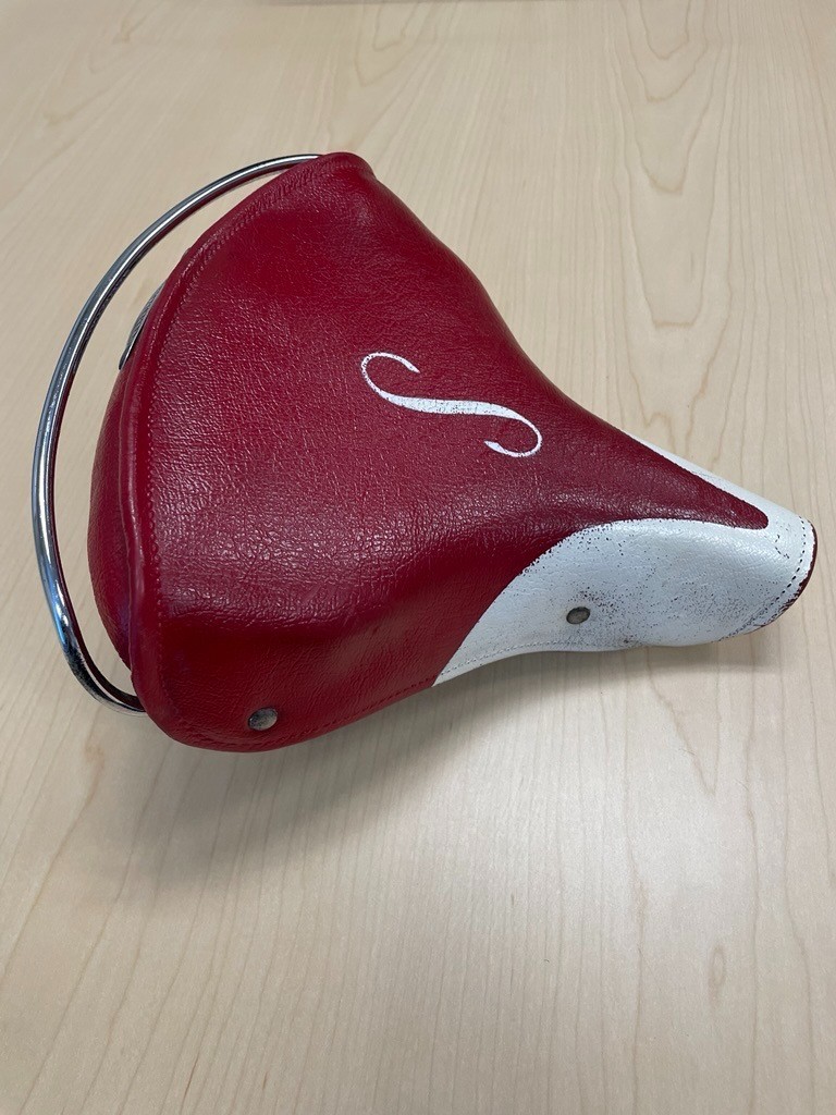 Red Schwinn Mesinger S Seat Saddle 2 Rivets crash rail