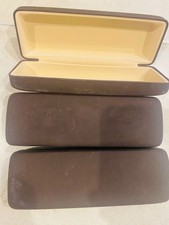 Lot of 3 Hard Shell Eye Glasses Sunglasses Cases Brown