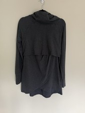 Latched Mama Nursing Petal Wrap Front Pockets Gray Cowl Sweatshirt Hoodie Sz M