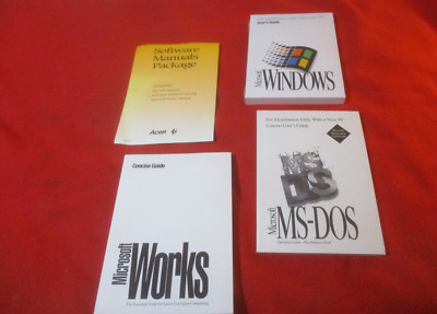 Vintage Acer Software Manuals Package Windows, MS-DOS, Works