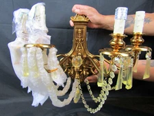 NIB HORCHOW 4 LIGHT WALL SCONCE CHANDELIER COPPER/GOLD COLOR AMBER "CRYSTALS"