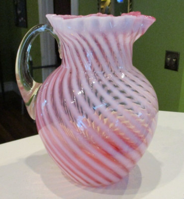 Northwood Rubina Cranberry Opal Swirl Glass Lemonade Pitcher 8 3/4'' Tall NR