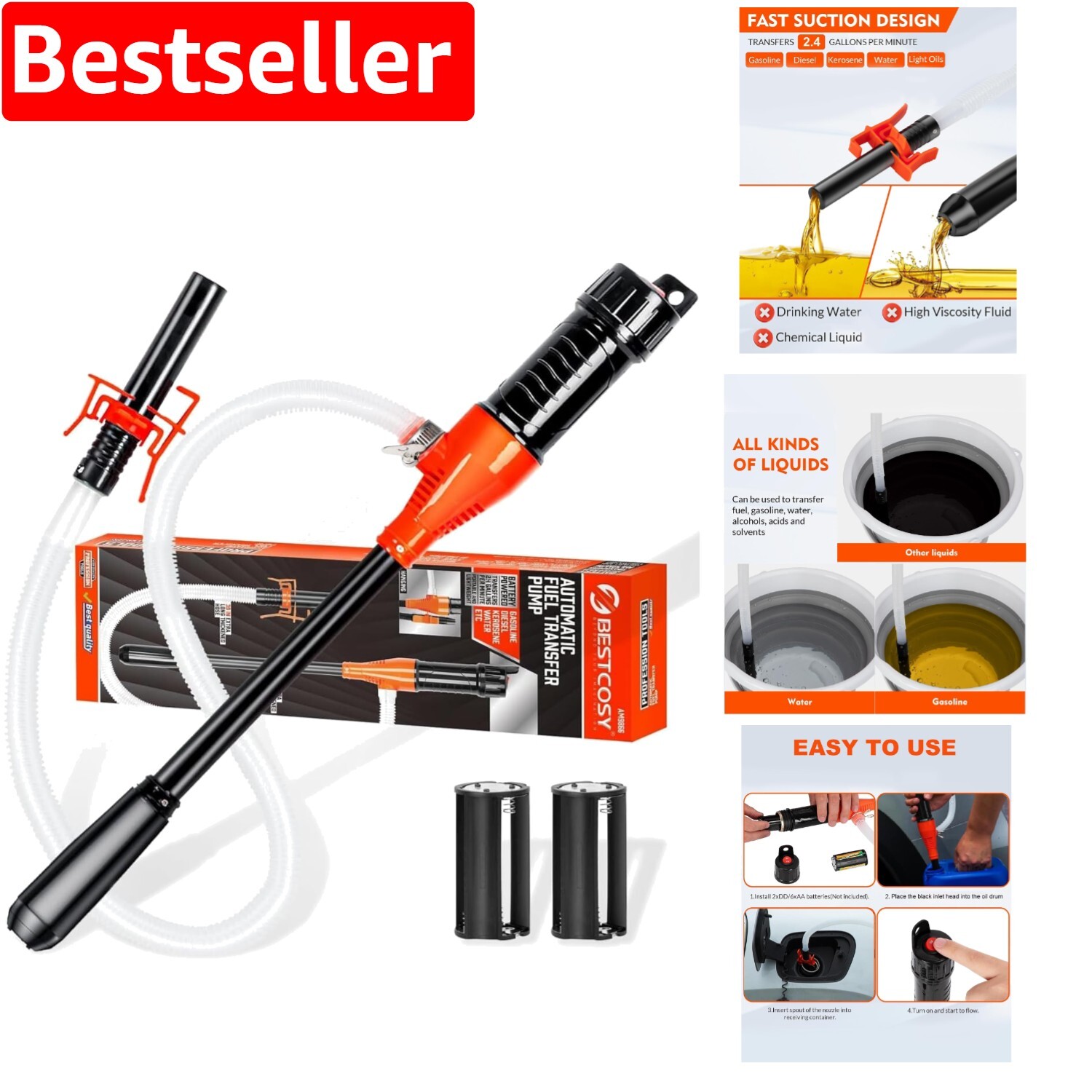 Portable Battery-Powered Siphon Pump for Effortless Liquid Transfer Outdoors