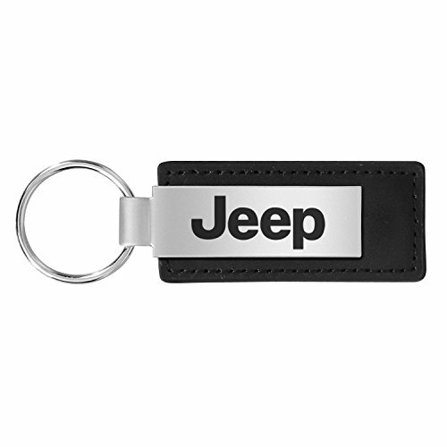Jeep Logo Large Black Leather Key Chain, Keychain, Key Ring