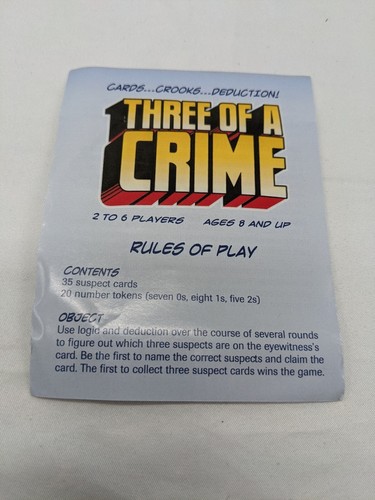 *NO Box* Three Of A Crime Card Game Gamewright - Picture 3 of 6