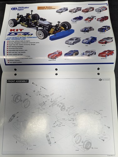 VINTAGE THUNDER TIGER 1:10 SCALE TS-4N PRO 4WD CAR BROCHURE - PARTS LISTING - Picture 2 of 5