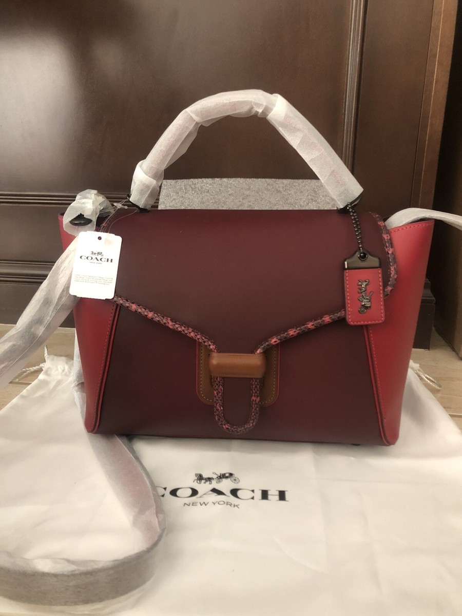 COACH 1941 Courier Carryall Satchel Snakeskin Trim APPLE RED NWT