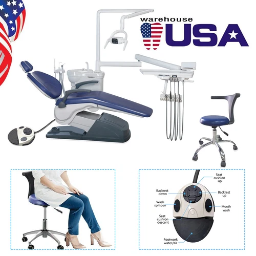 Dental Unit Chair Hard Leather+Dentist Stool + DDS+ New Foot Pedal Unidad silla image 8