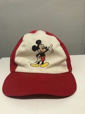 Vintage 1960  s Disney Mickey Mouse Youth Elastic Hat Cap Boys Girls Red White