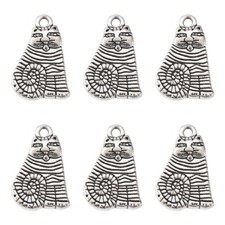 Bulk 50 Cat Charm Antique Silver Kitty Pendant 21x13mm U.S Seller 1703