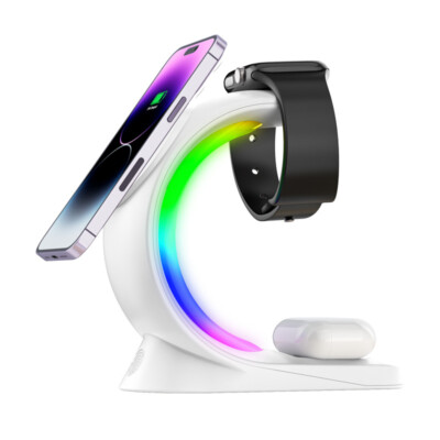 4 In 1 Magnetic Wireless Charger Fast Charging For Smart Phone Atmosphere Light 