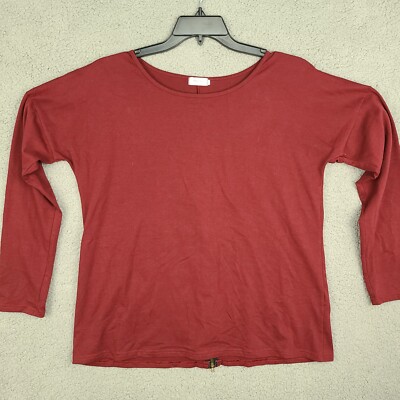 Halife Tops Womens Size L Red Round Neck Casual Long Sleeves Back Zipper 
