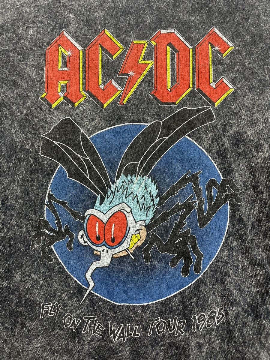 AC/DC Fly On The Wall Tour '85 Men's Acid Wash Short Sleeve T
