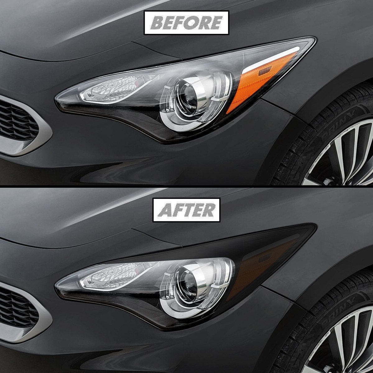 MotorSkinz SMOKE Precut Vinyl Headlight Tint Overlays For 2018-2023 Kia Stinger