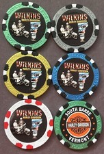 Harley Davidson Wide Print Poker Chip Wilkins HD in South Barre, Vermont(Pick 1)
