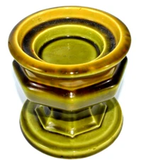 Vintage Pillar Candle Holder Pedestal Olive Green Mid Century PARMA ART 1961