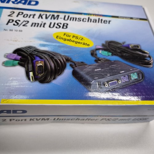 Conrad 2 port KVM Switch VGA PS/2 with USB - New NOS - RARE Vintage - Photo 8/8