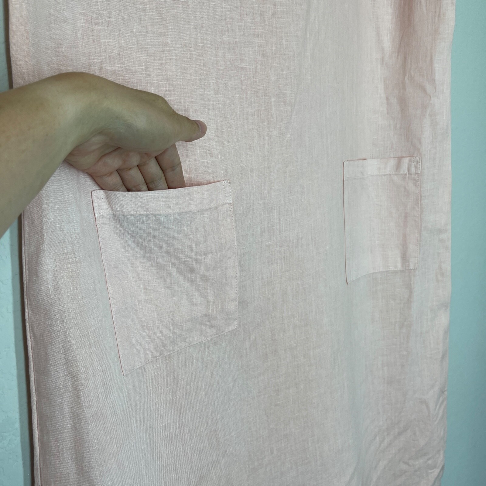 Match Point Linen Midi Dress Women's Size M Short Sleeve Beach Pockets Boho USA