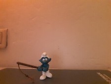 schtroumpf smurf schlumpf: SCHTROUMPF PÊCHEUR  variante MARRON  (voir texte)