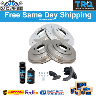 TRQ Front Rear Ceramic Pads Rotors Drums Shoes & Fluids Kit For 2001-2005 Honda