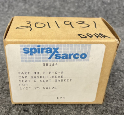 Spirax Sarco 58164 CPQR Cap Gasket-Head Seat and Seat Gasket for 1/2'' 25 Valve